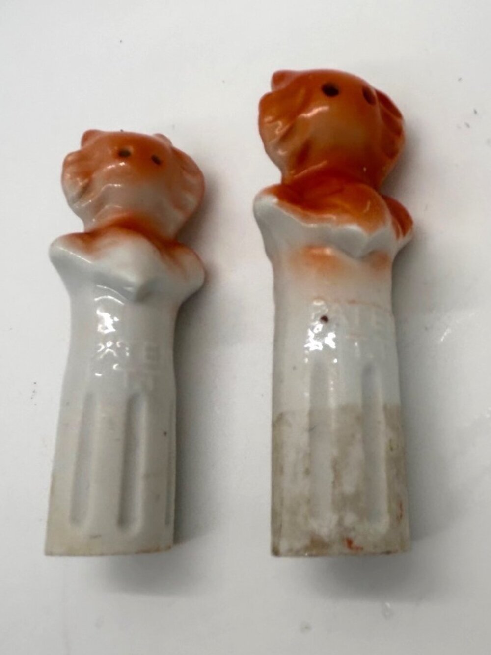 Vintage Ceramic Cat Salt & Pepper Shakers Nodders Floral Base Orange & White - Picture 16 of 16